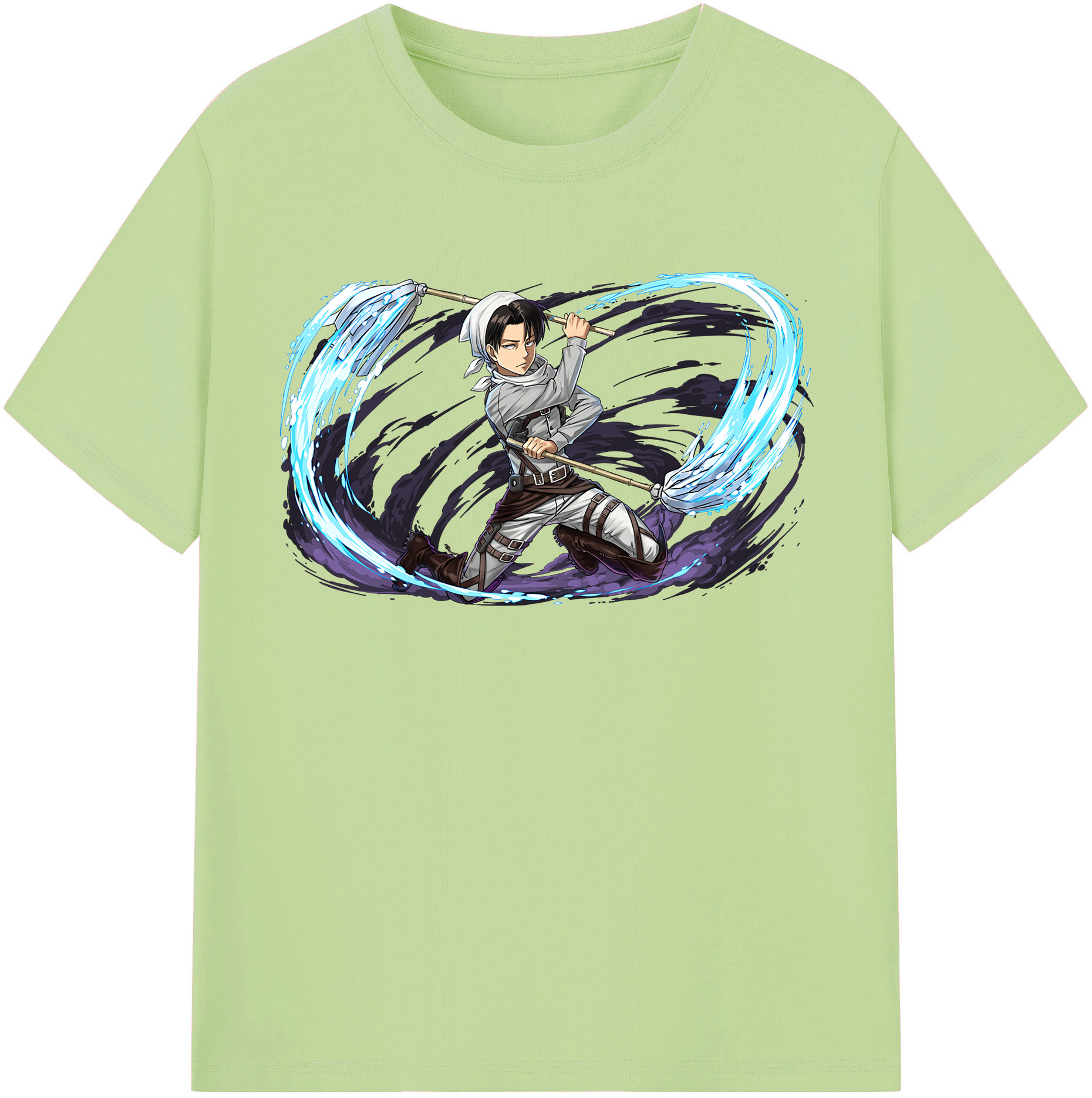 （画像用） 進撃の巨人 リヴァイ·アッカーマン Attack on Titan Levi Ackerman 綿100％半袖Tシャツ（フロントプリント）